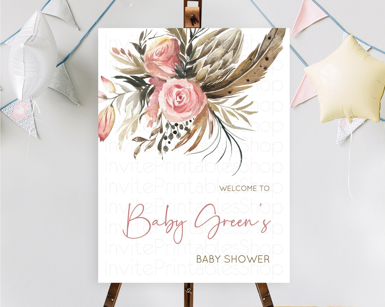 Editable Secret Garden Baby Shower Welcome Sign Wildflower Welcome Board Pas