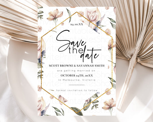 Wildflower Save The Date Template Secret Garden Save The Date Pastel Floral Garden Party Boho Flowers Birthday Baby Shower Wedding D10504