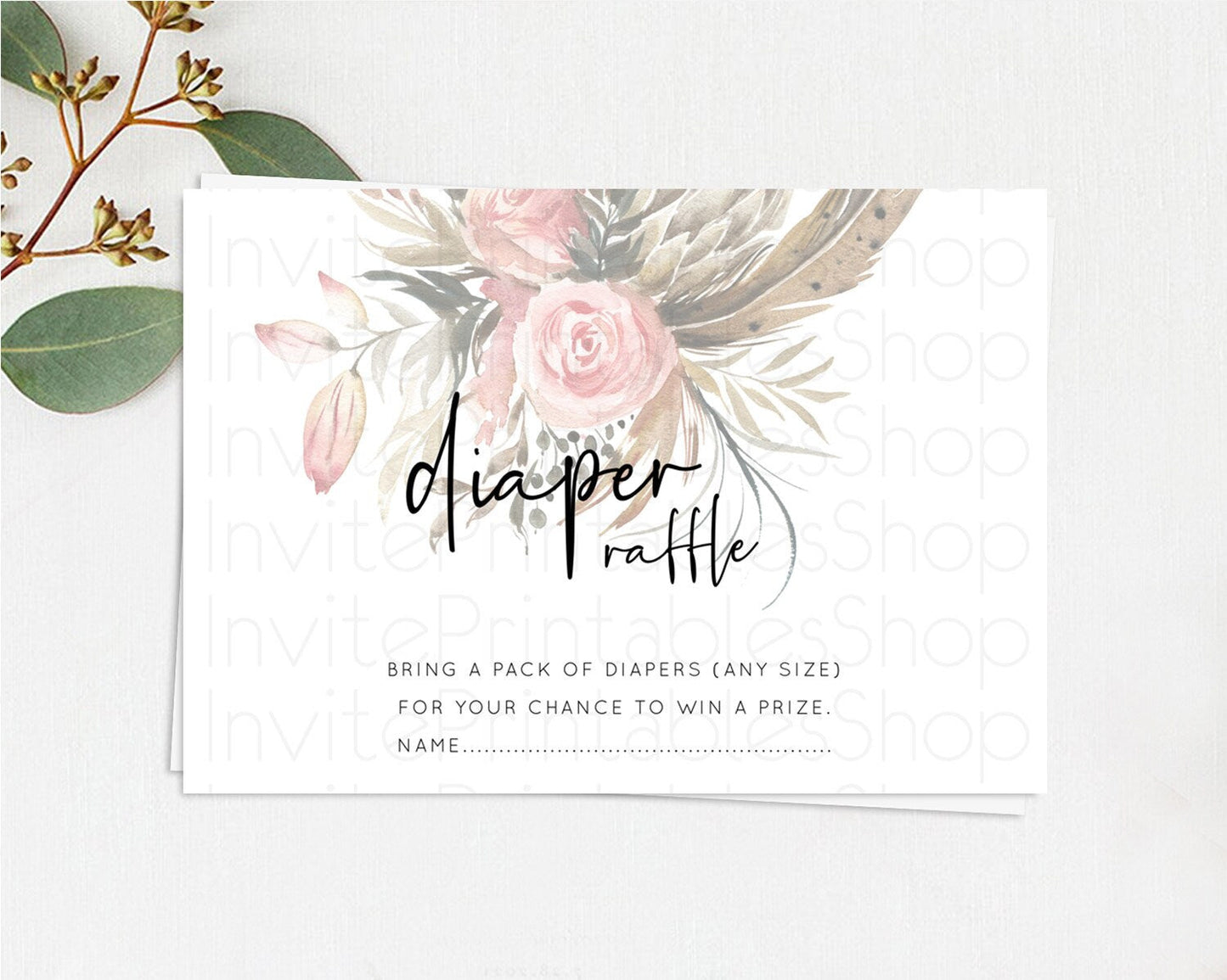 Secret Garden Diaper Raffle Card Boho Wildflower Diaper Raffle Insert Pastel Flower Garden Baby Shower Card Flower Raffle Game D10686