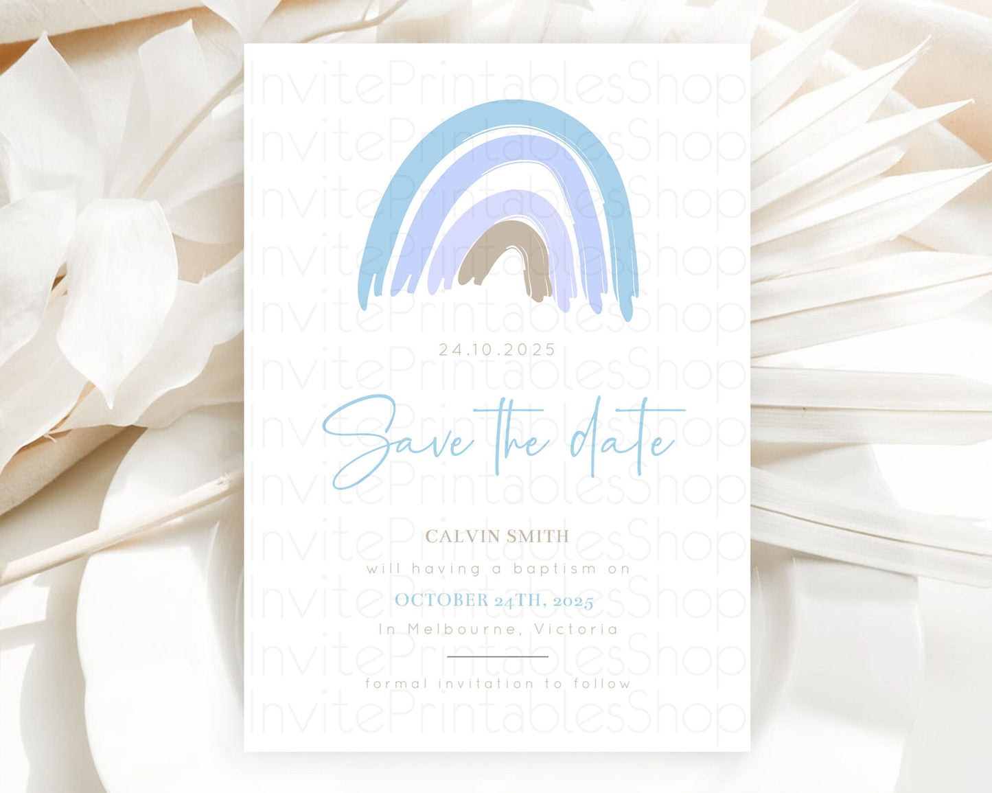 Pastel Rainbow Save The Date Template Boho Colorful Rainbow Party Rainbow Baby Theme For 1st Birthday Baptism Baby Shower Wedding D10352