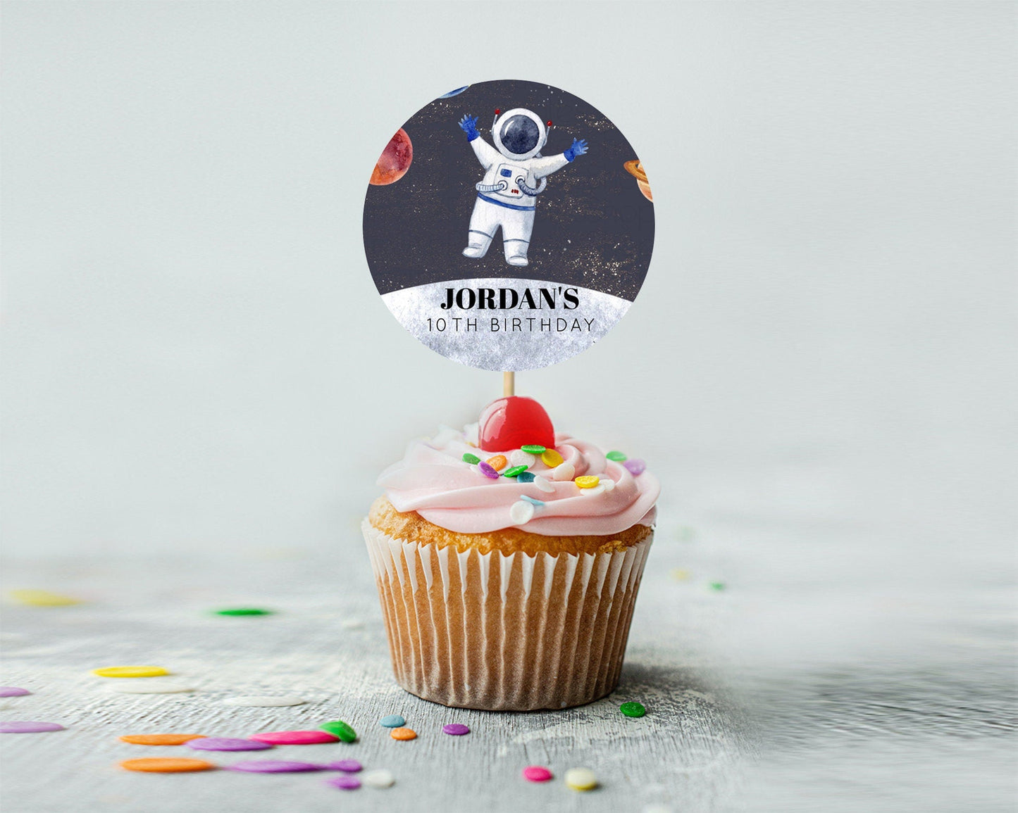 Space Cupcake Toppers Space Decor First Trip Around the Sun Decor Decor Sky Stars Planets Milkyway Solar System Cupcake Topper D10430