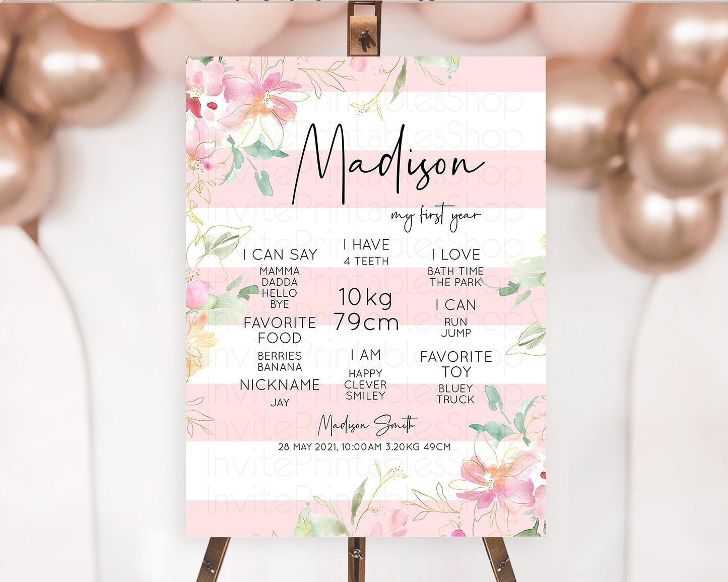 Secret Garden Milestone Board Wildflower First Birthday Milestone Poster Pastel Flowers Milestone Boho Wildflower 1st Birthday Sign D10300