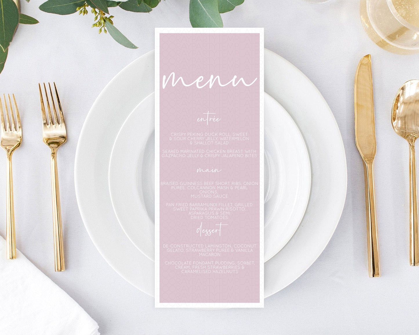Pink Menu Pastel Pink Menu Template Pink Minimalist Table Decor Modern Pink Menu Simple Pink Dinner Dessert Menu Party Food Menu D10940