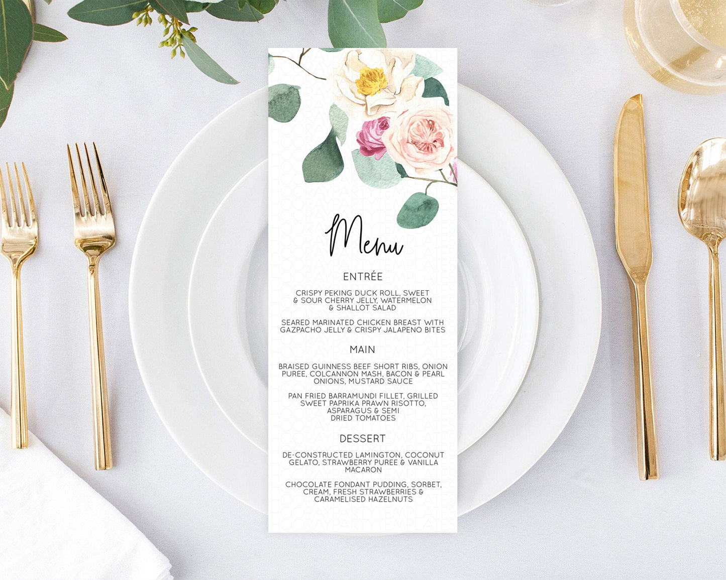 Secret Garden Menu Wildflower Menu Template Pastel Flower Garden Table Decor Boho Floral Dinner Dessert Floral Party Food Menu D11048