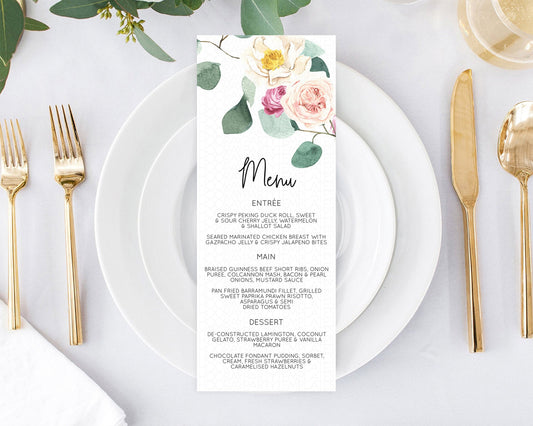 Secret Garden Menu Wildflower Menu Template Pastel Flower Garden Table Decor Boho Floral Dinner Dessert Floral Party Food Menu D11048