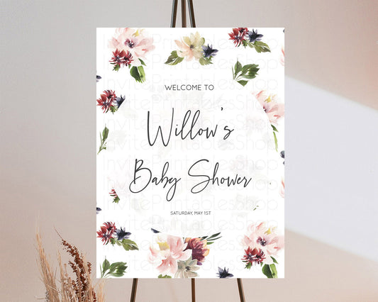 Editable Secret Garden Baby Shower Welcome Sign Wildflower Welcome Board Pas