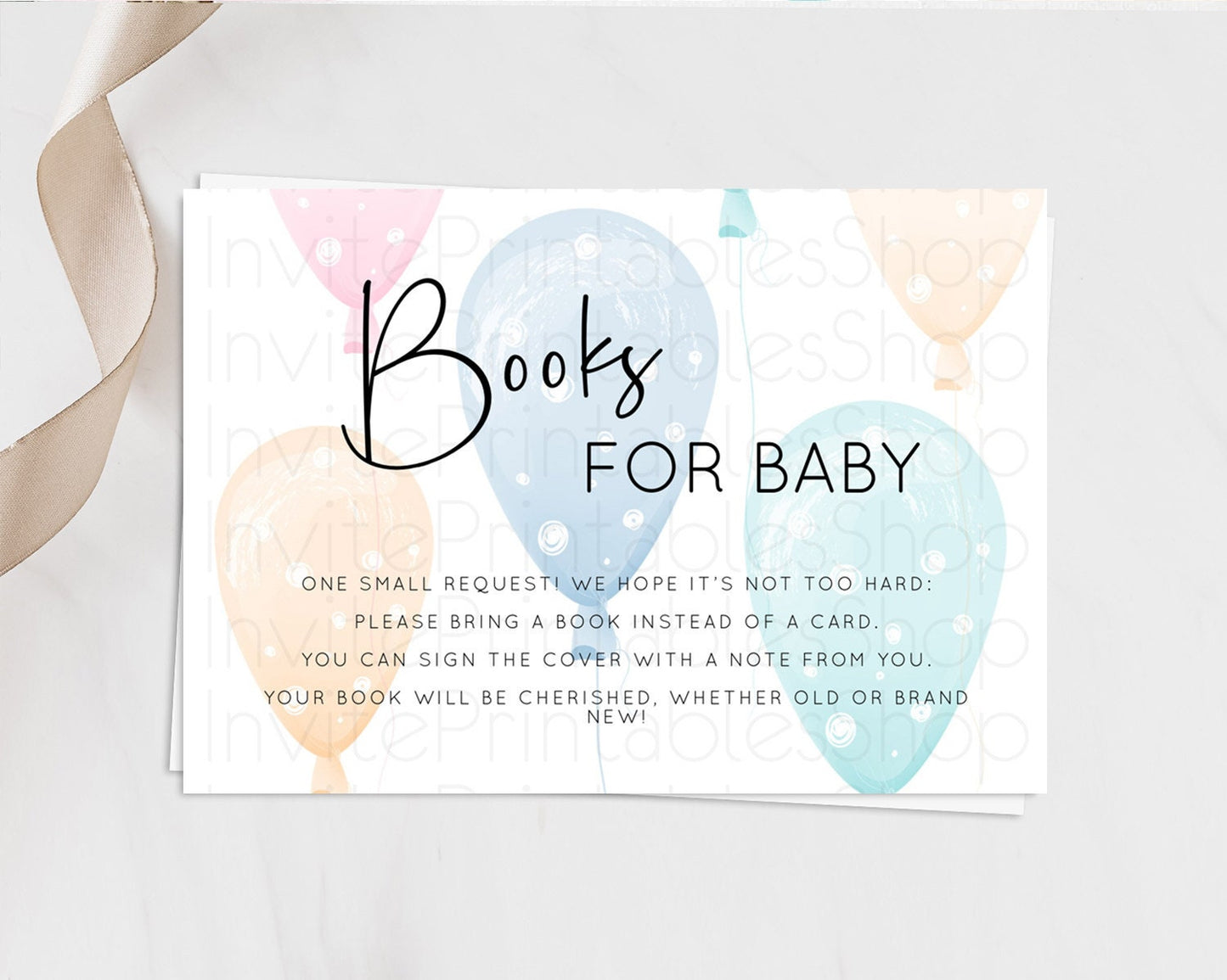 Pastel Balloons Books For Baby Card Colorful Balloon Book Insert Rainbow Balloon Book Card Confetti Balloon Guests Book Poem Request D10776