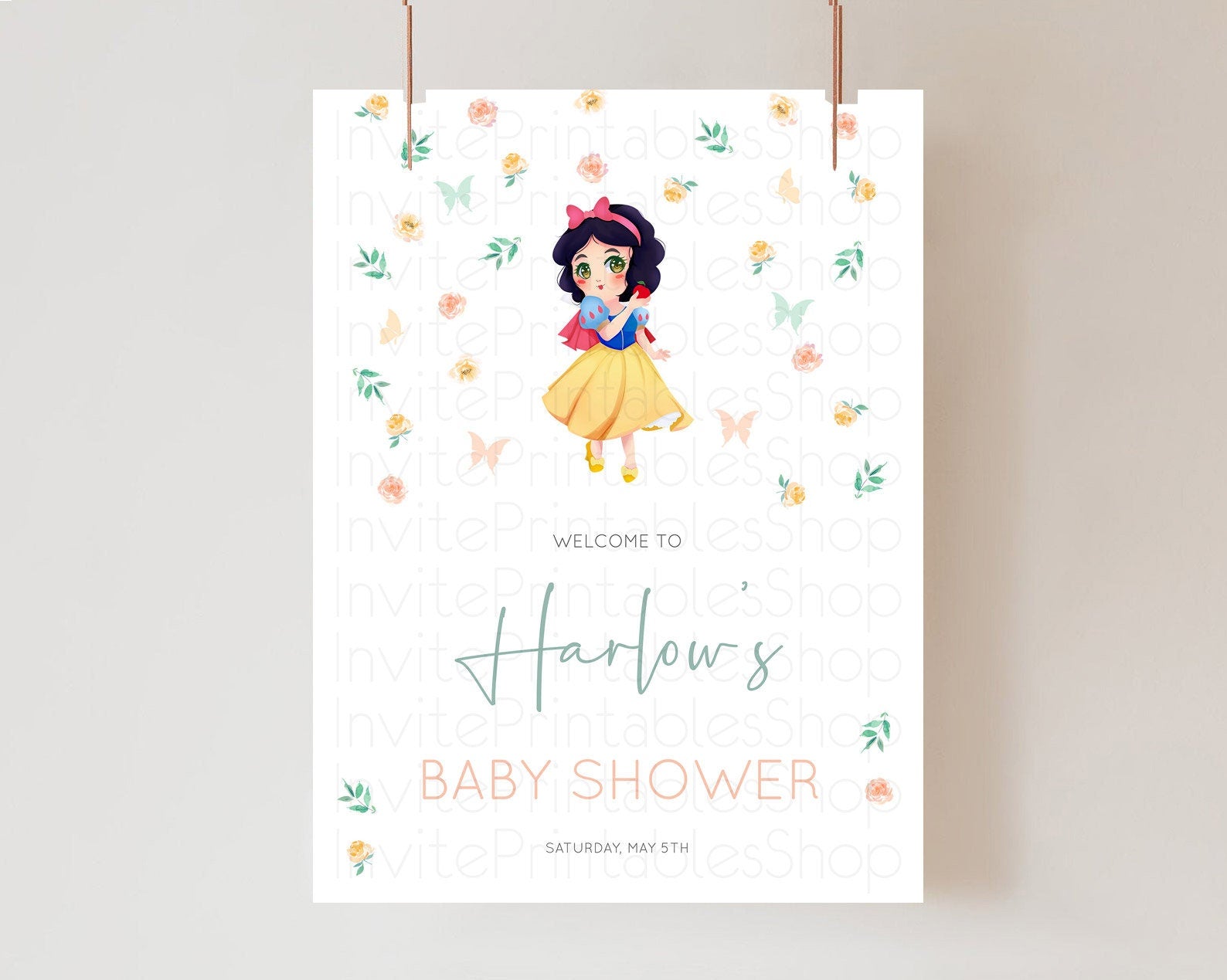 Editable Princess Baby Shower Welcome Sign Castle Welcome Board Secret Garde