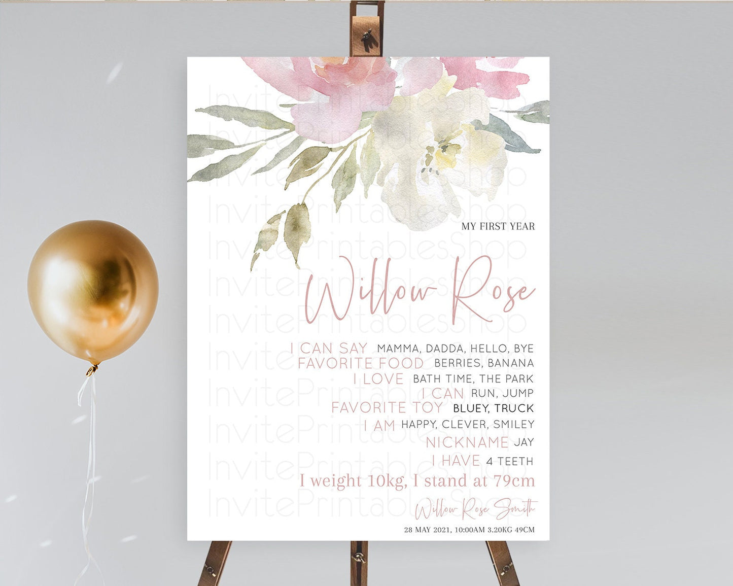 Secret Garden Milestone Board Wildflower First Birthday Milestone Poster Pastel Flowers Milestone Boho Wildflower 1st Birthday Sign D10183