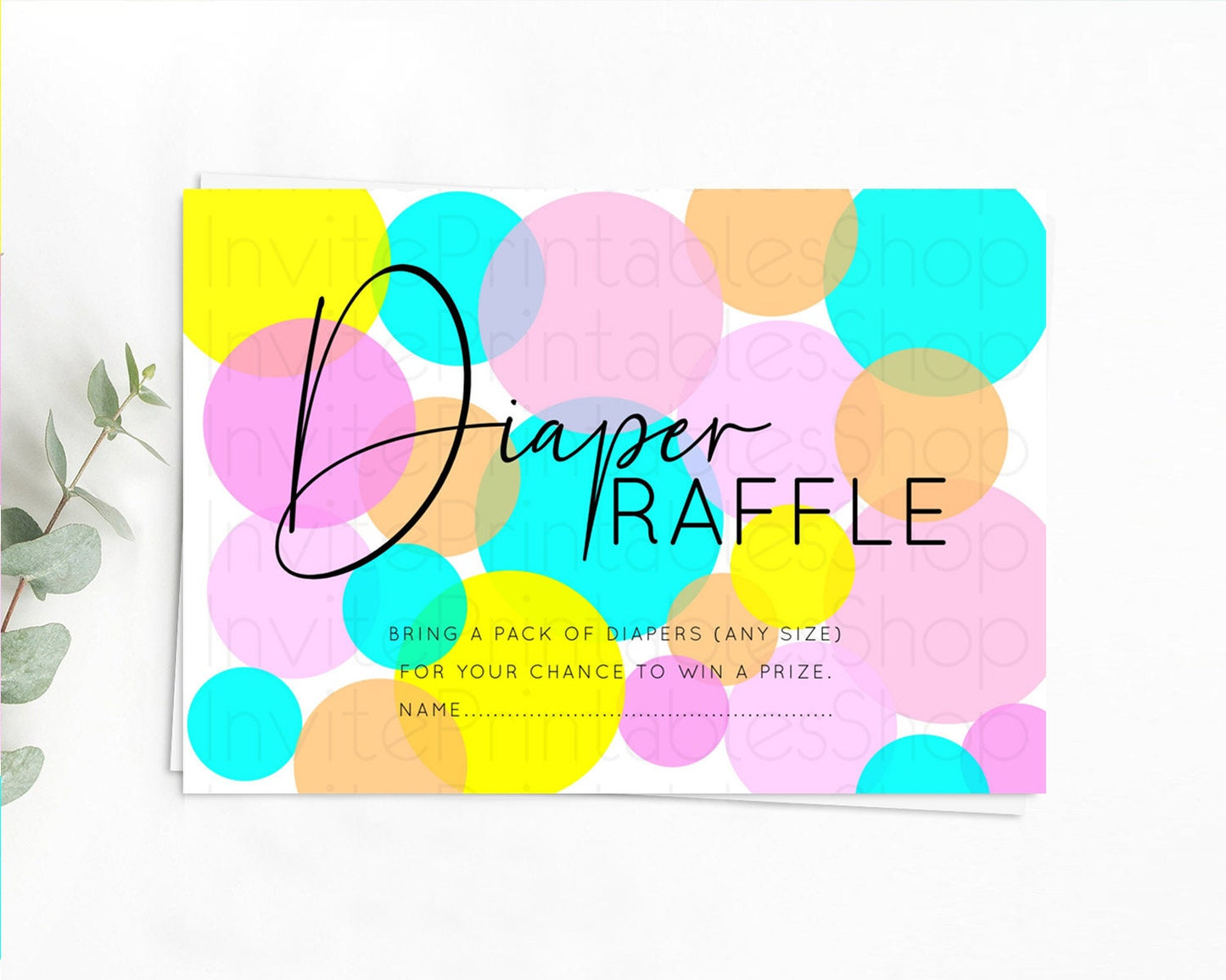 Rainbow Diaper Raffle Card Pastel Sprinkles Diaper Raffle Insert Rainbow Confetti Diaper Ticket Colorful Bubbles Pastel Raffle Game D10380