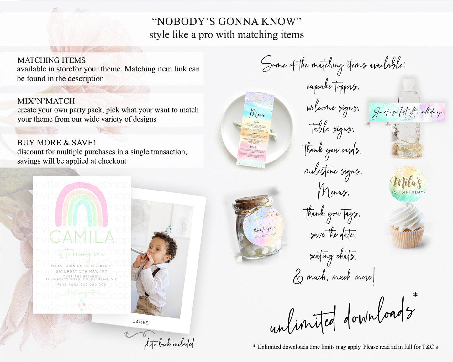 Pastel Rainbow Birthday Invitation Pastel Rainbow Invitation Rainbow Invitation Pastel Invitation Boho Rainbow 1st First Birthday D23100