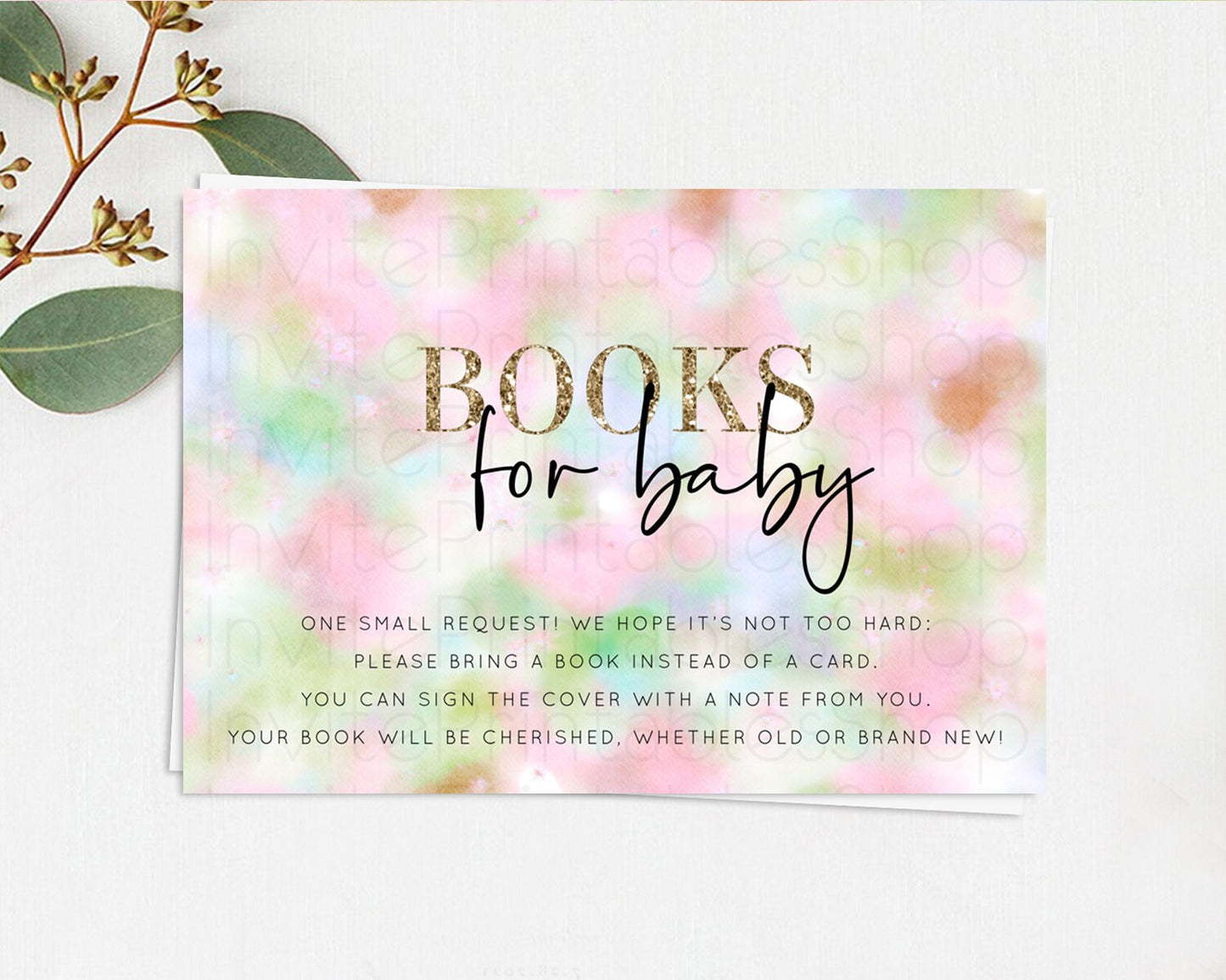 Pastel Books For Baby Card Pastel Rainbow Book Insert Colorful Ombre Watercolor Book Card Confetti Glitter Baby Book Poem Request D10698