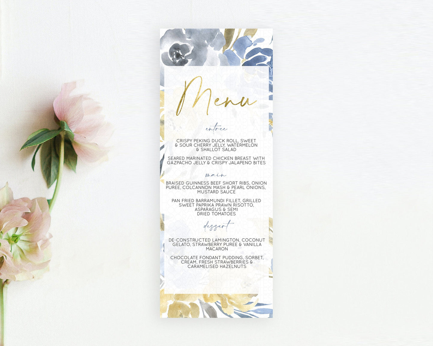 Secret Garden Menu Wildflower Menu Template Pastel Flower Garden Table Decor Boho Floral Dinner Dessert Floral Party Food Menu D10189