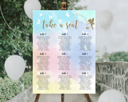 Fairy Seating Chart Pastel Fairy Seating Chart Fairy Tea Party Fairy Garden Seating Sign Enchanted Garden Floral Butterfly Décor D10894