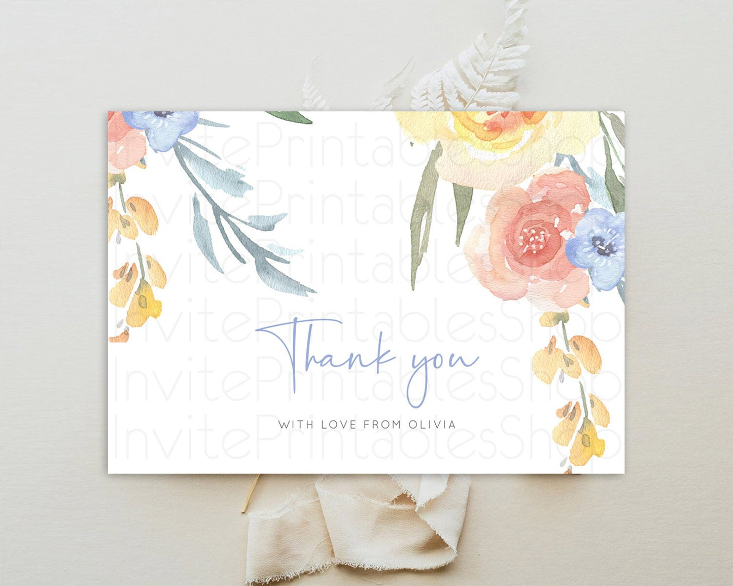 Secret Garden Thank You Wildflower Thank You Card Pastel Flower Garden Birthday Thank You Card Boho Floral Teacher Thank You Card D10186