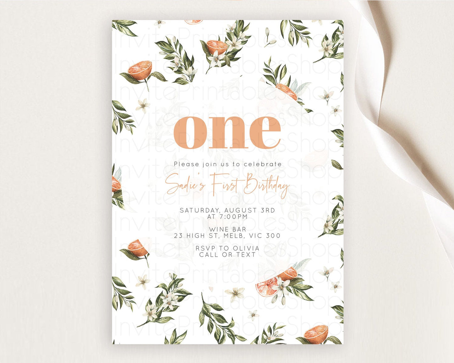 Citrus Birthday Invitation Lemon Invitation Orange Invitation Citrus Garden Birthday Citrus Floral Invitation 2nd 1st First Birthday D10545