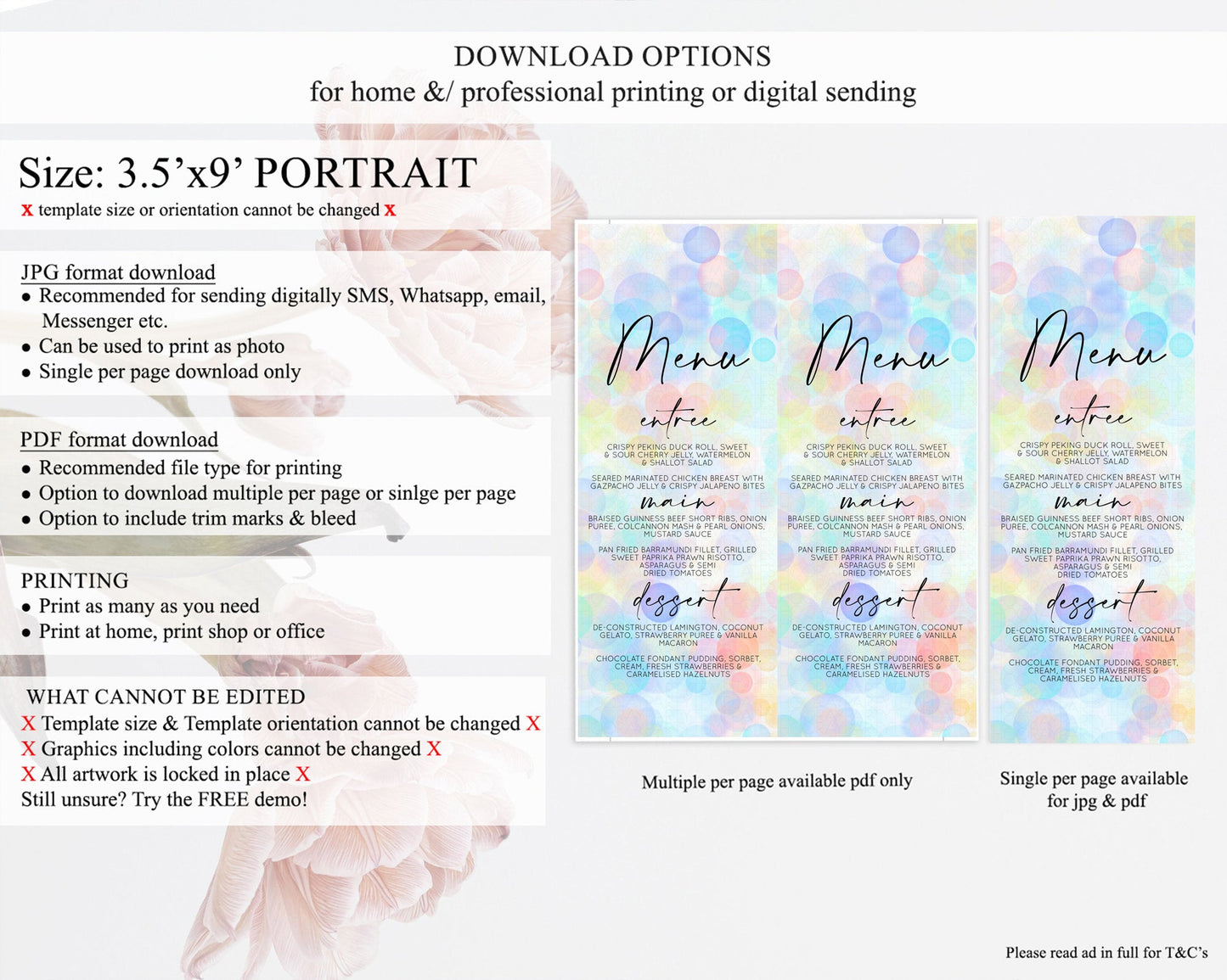 Pastel Menu Bubbles Menu Template Bubble Bath Table Decor Rainbow Pastel Colorful Confetti Dinner Dessert Menu Party Food Menu D10446