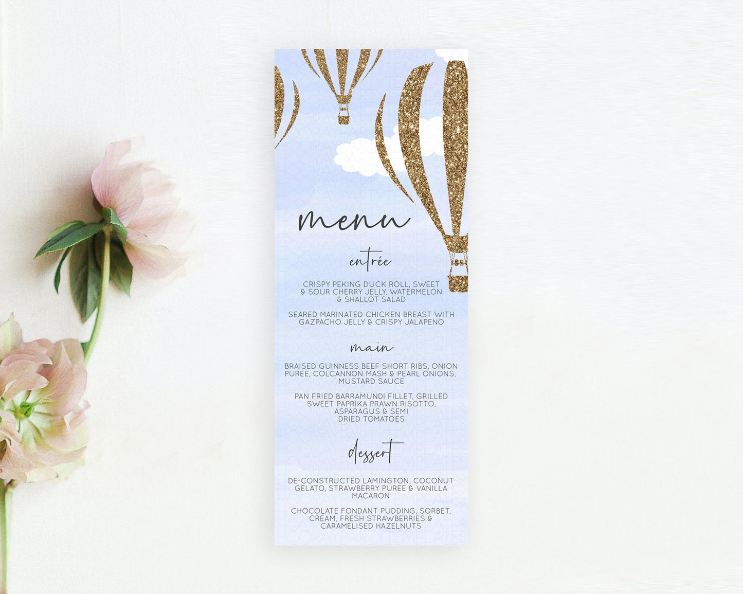 Editable Hot Air Balloon Menu Hot Air Balloon Menu Template Hot Air Balloon