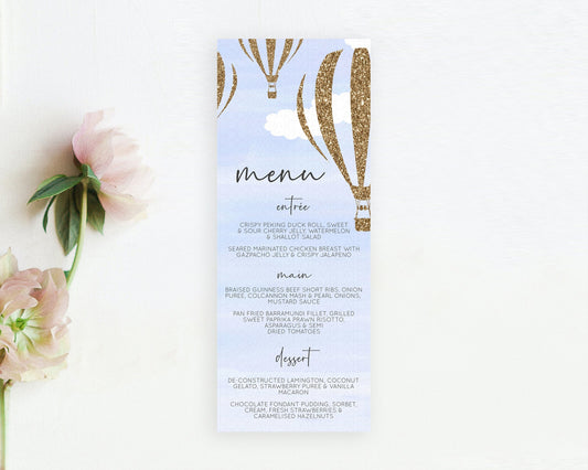 Editable Hot Air Balloon Menu Hot Air Balloon Menu Template Hot Air Balloon