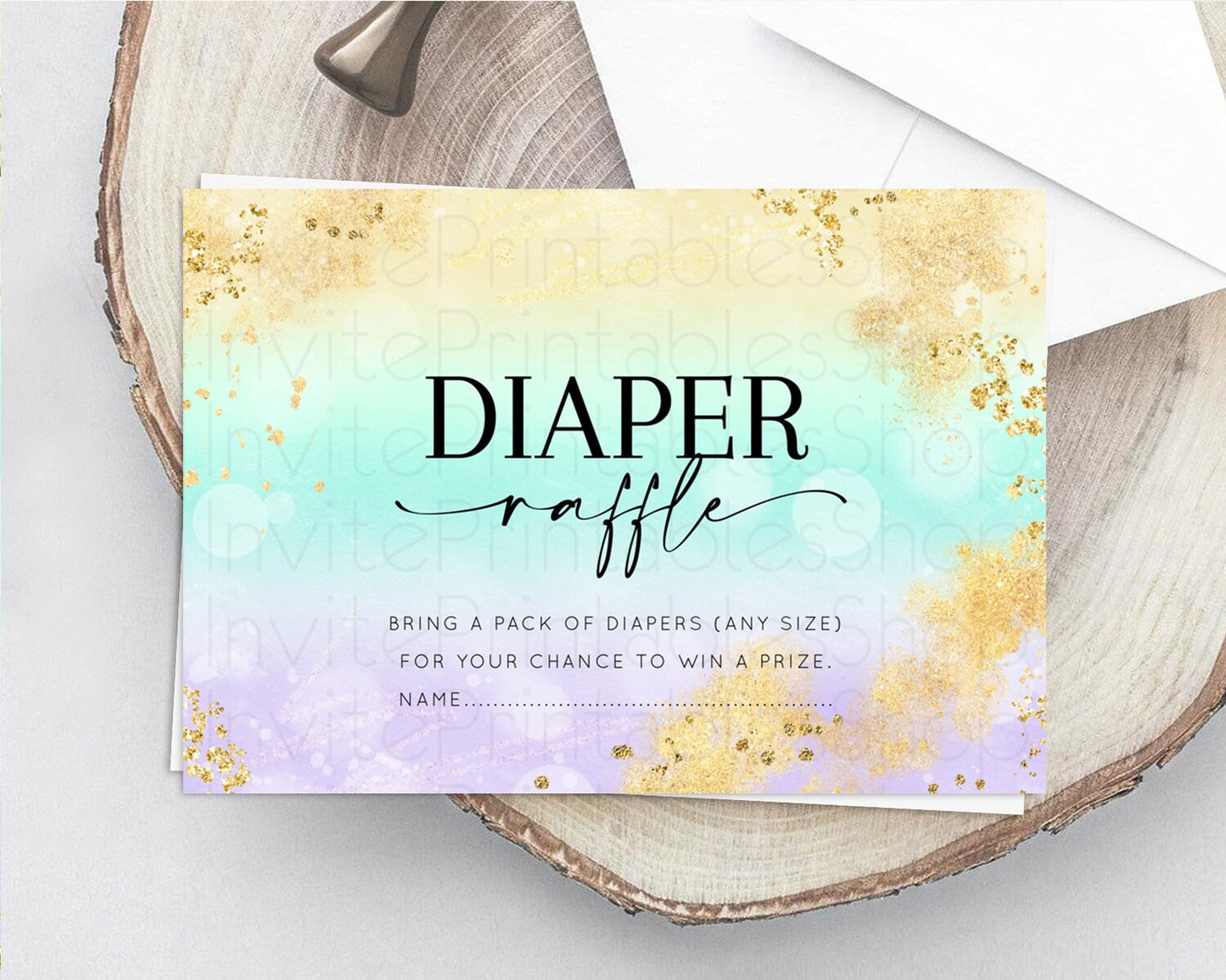 Editable Pastel Diaper Raffle Card Pastel Rainbow Diaper Raffle Insert Color