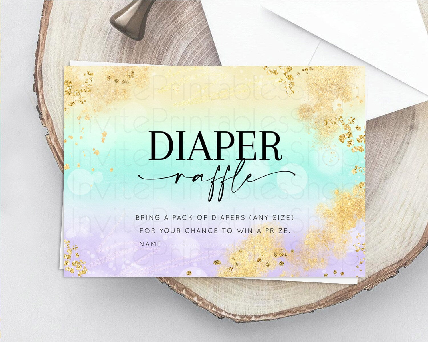 Editable Pastel Diaper Raffle Card Pastel Rainbow Diaper Raffle Insert Color