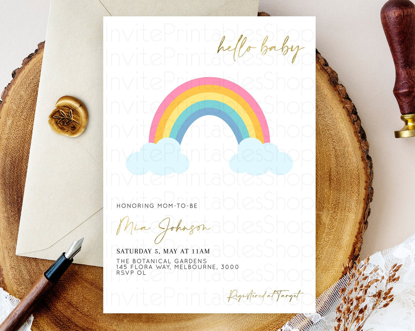 Pastel Rainbow Baby Shower Invitation Pastel Rainbow Invitation Rainbow Baby Invitation Pastel Invitation Boho Rainbow Invitation D10123
