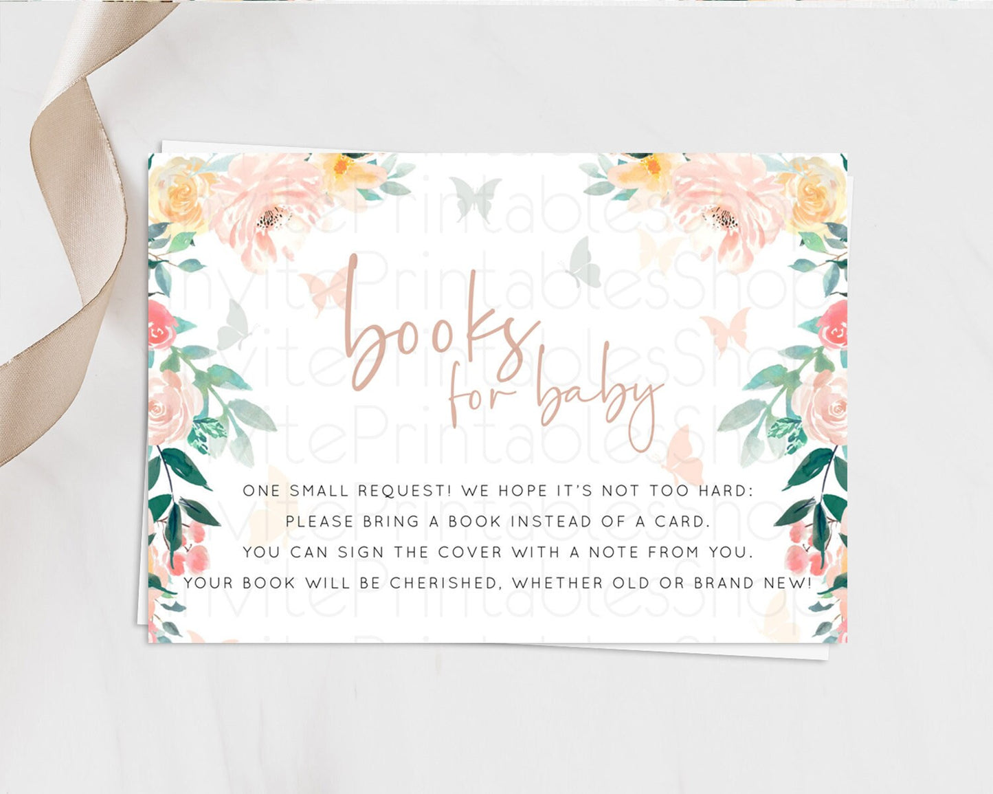 Secret Garden Books For Baby Card Boho Wildflower Book Insert Pastel Flower Garden Baby Shower Card Flower Guests Book Poem Request D10706