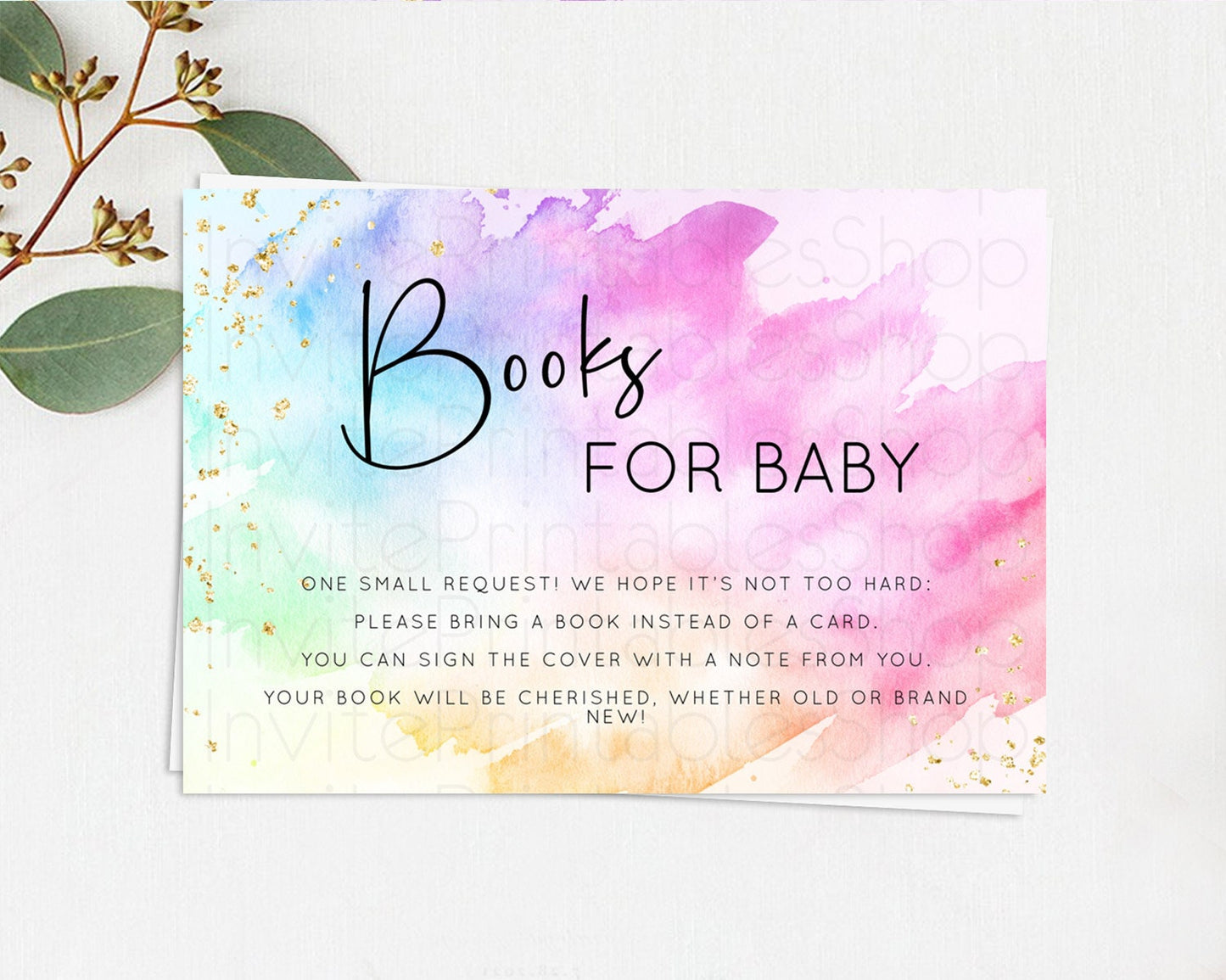 Pastel Books For Baby Card Pastel Rainbow Book Insert Colorful Ombre Watercolor Book Card Confetti Glitter Baby Book Poem Request D10449