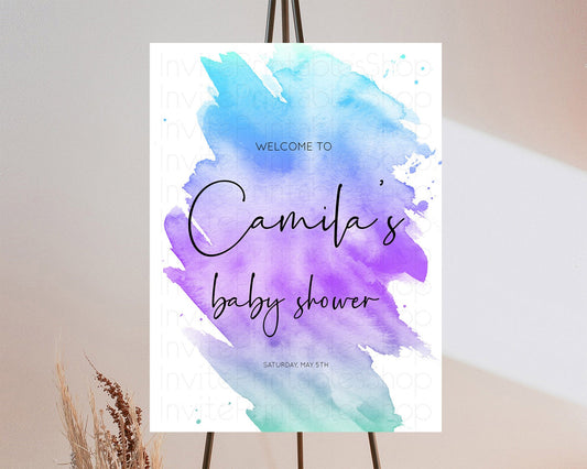 Editable Pastel Baby Shower Welcome Sign Pastel Rainbow Welcome Sign Colorfu