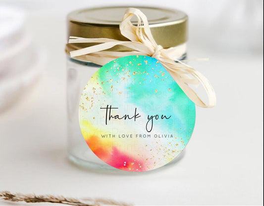 Editable Tie Dye Thank You Gift Tags Rainbow Tie Dye Thank You Tags Pastel F