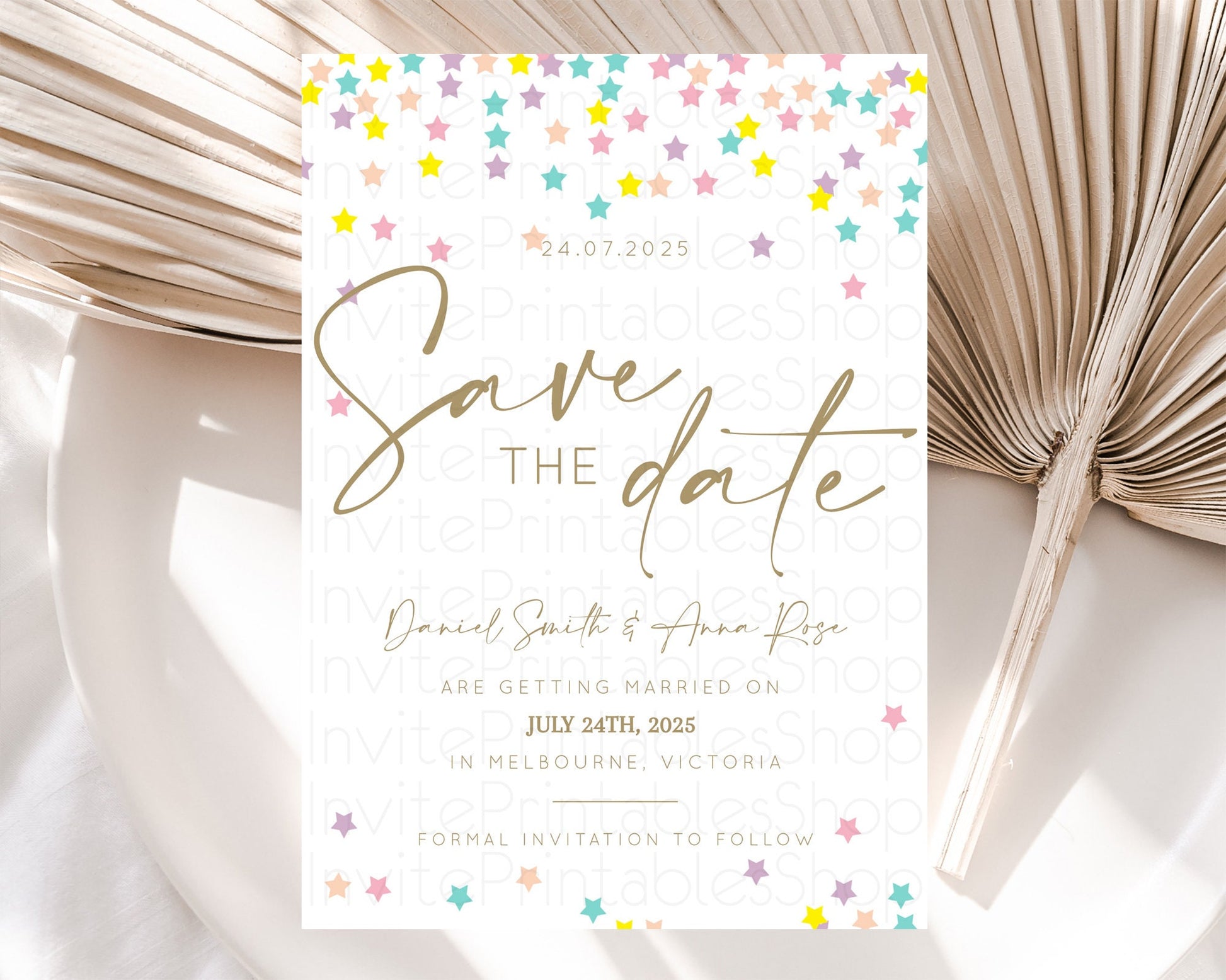 Editable Twinkle Stars Save The Date Template Pastel Twinkle Little Star Par