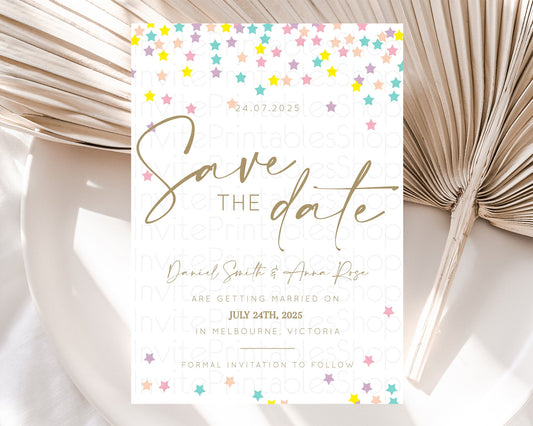 Editable Twinkle Stars Save The Date Template Pastel Twinkle Little Star Par