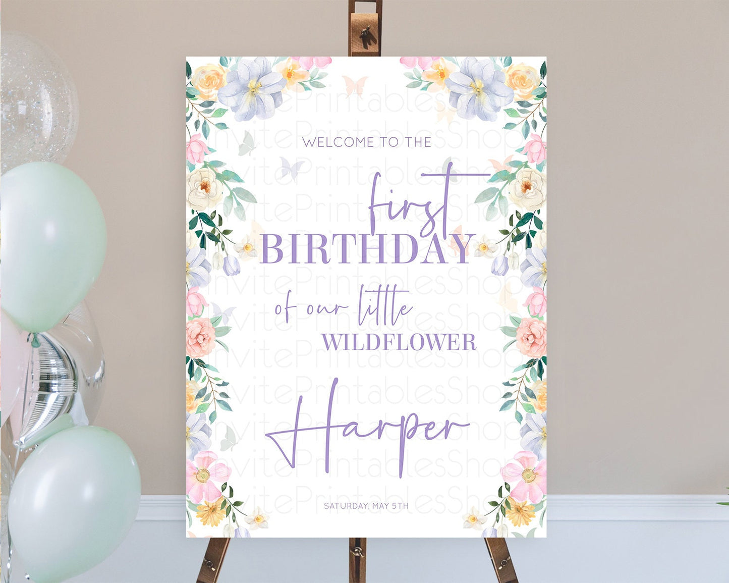 Secret Garden Welcome Sign Wildflower Welcome Board Pastel Flower Garden Welcome Poster Boho Wildflower First Birthday Welcome Sign D10472