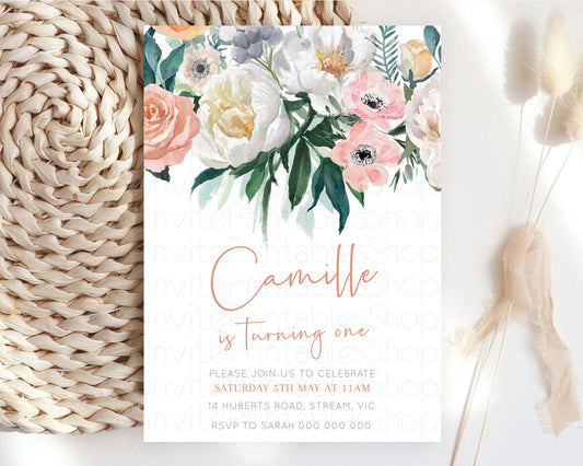 Secret Garden Invitation Wildflower Birthday Invitation Pastel Flowers Invite Enchanted Garden Boho Floral 3rd 2nd First Birthday D10717