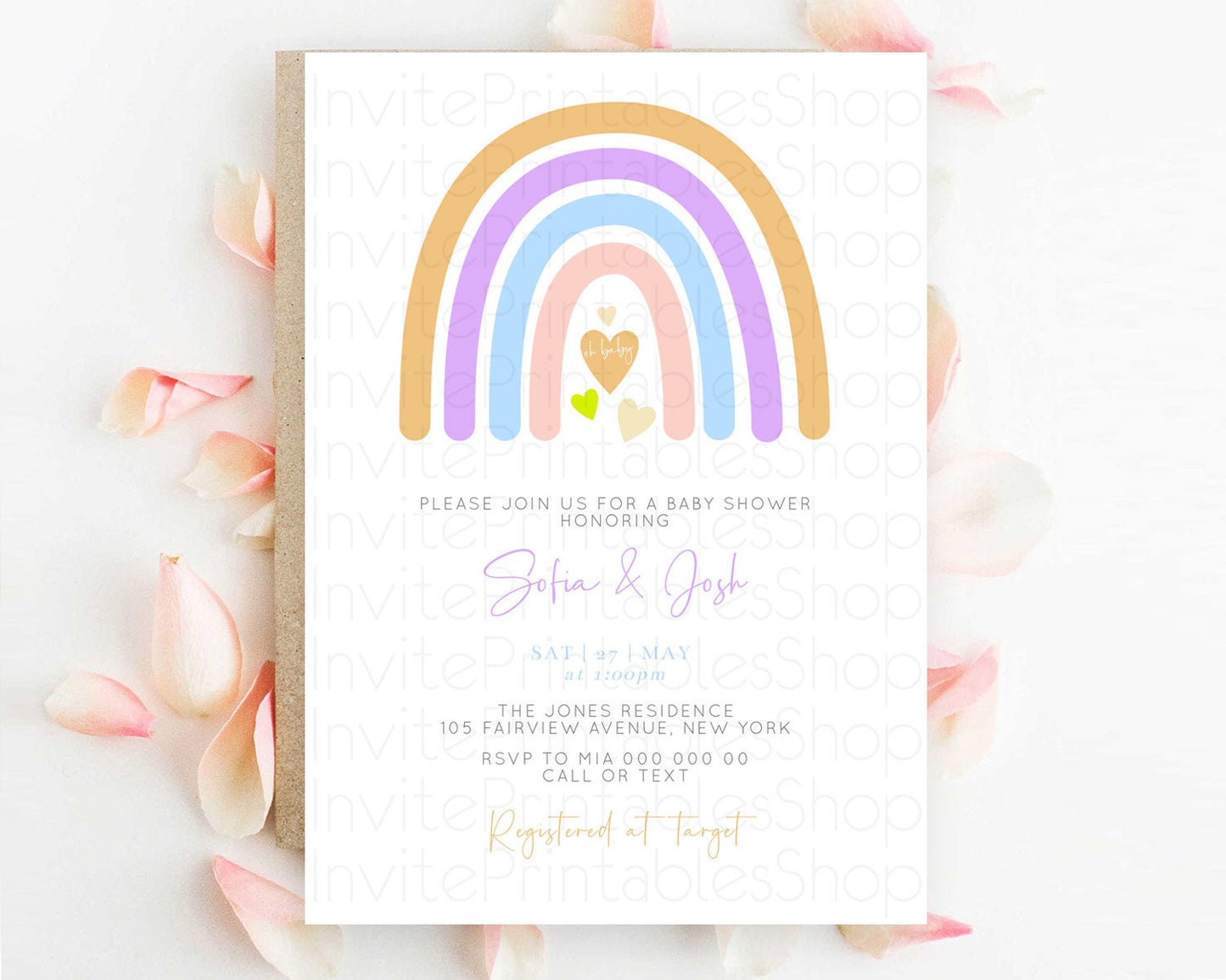 Editable Pastel Rainbow Baby Shower Invitation Pastel Rainbow Invitation Rai