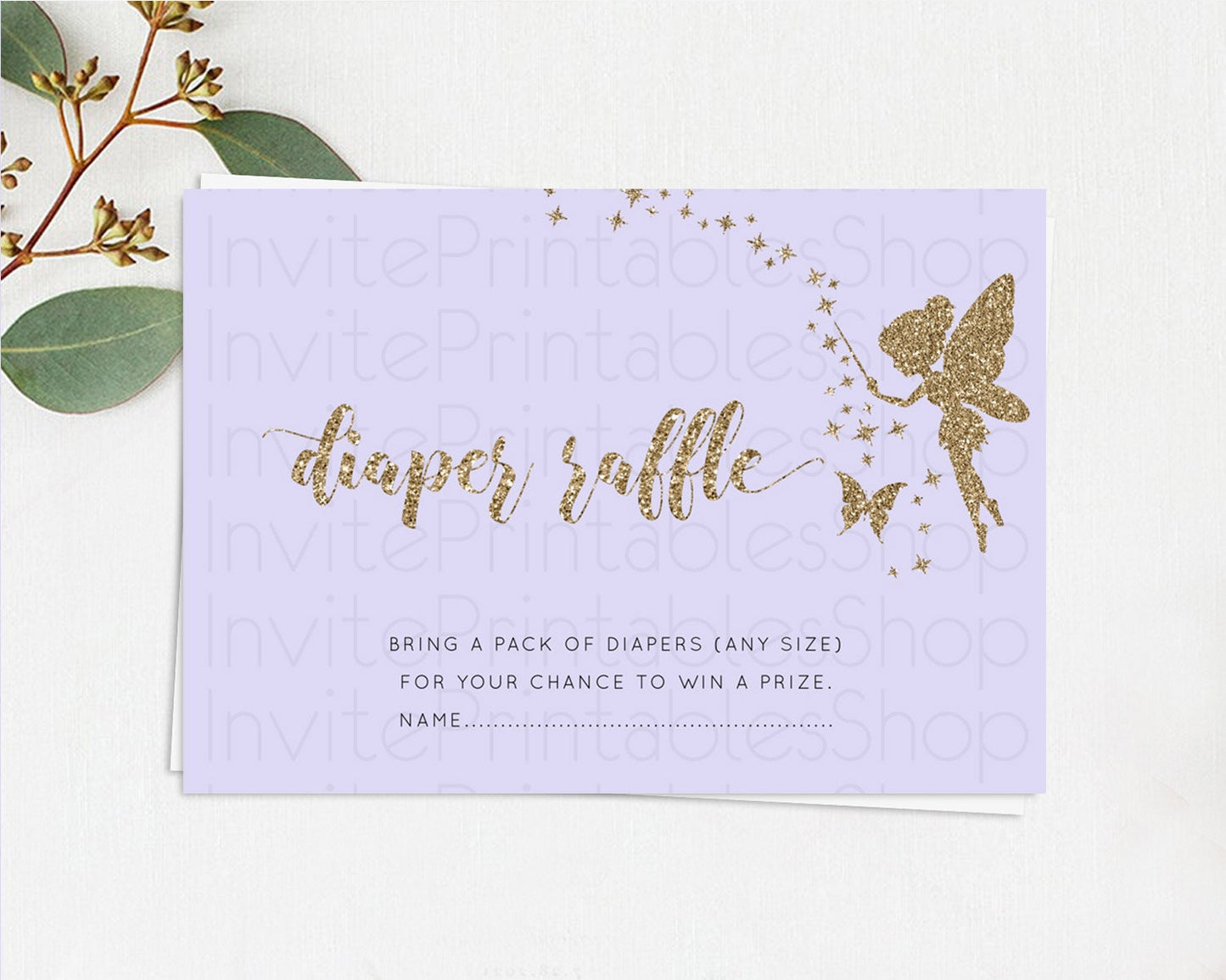 Fairy Diaper Raffle Card Fairy Diaper Insert Enchanted Garden Fairy Diaper Ticket Pastel Floral Butterfly Secret Garden Raffle Game D10389