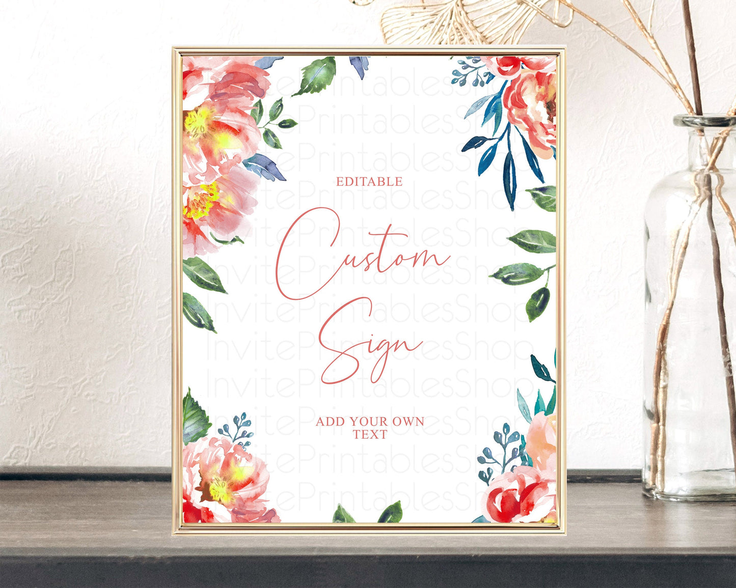Editable Wildflower Floral Table Sign Decor Secret Garden Sign Template Past