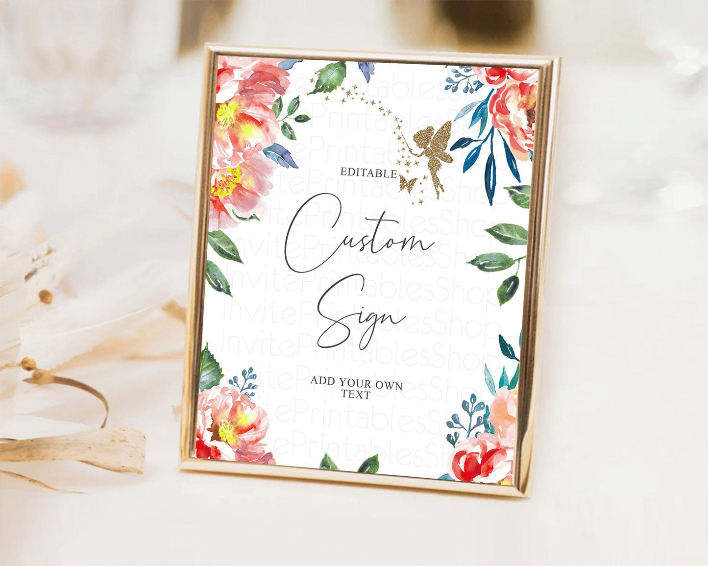 Fairy Sign Enchanted Garden Table Sign Decor Pastel Floral Butterfly Party Secret Garden Birthday Baptism Baby Shower Bridal Shower D10752