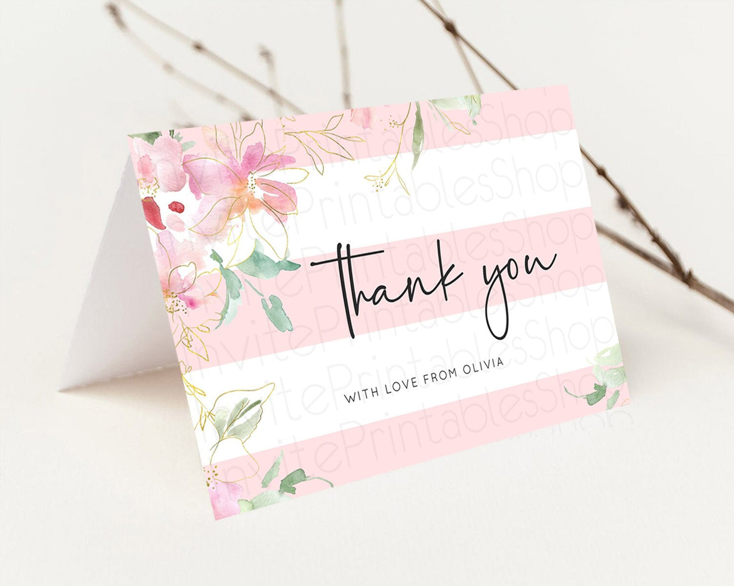 Secret Garden Thank You Wildflower Thank You Card Pastel Flower Garden Birthday Thank You Card Boho Floral Teacher Thank You Card D10300