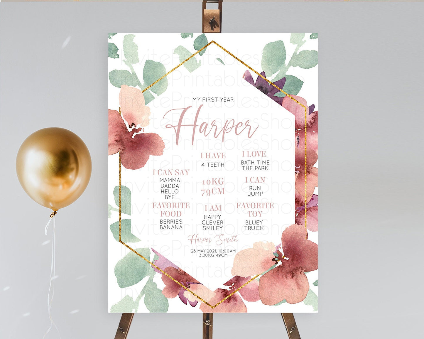 Secret Garden Milestone Board Wildflower First Birthday Milestone Poster Pastel Flowers Milestone Boho Wildflower 1st Birthday Sign D10964