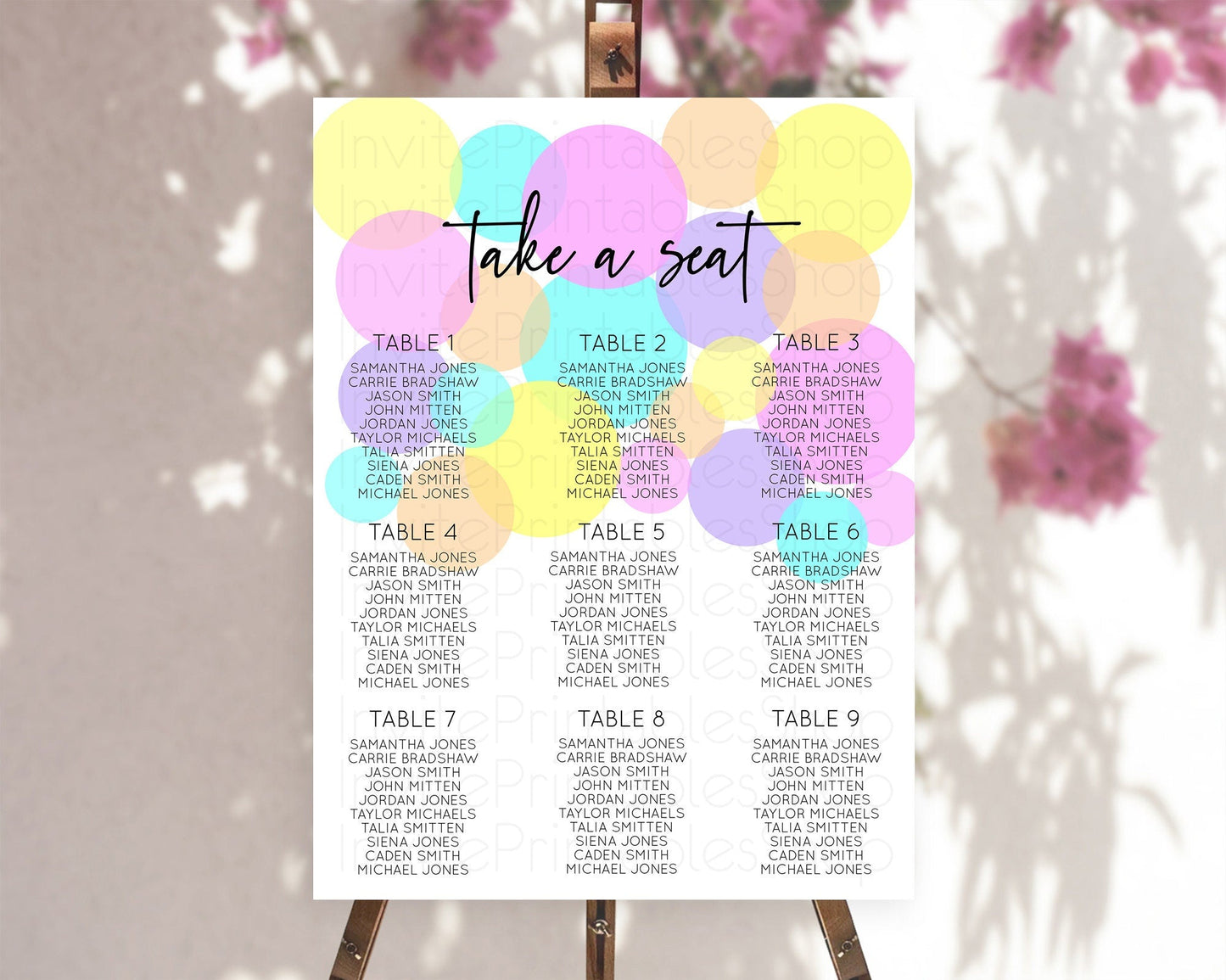 Pastel Seating Chart Pastel Confetti Seating Chart Bubbles Sprinkles Seating Sign Colorful Rainbow Decor Confetti Seating Board D10407