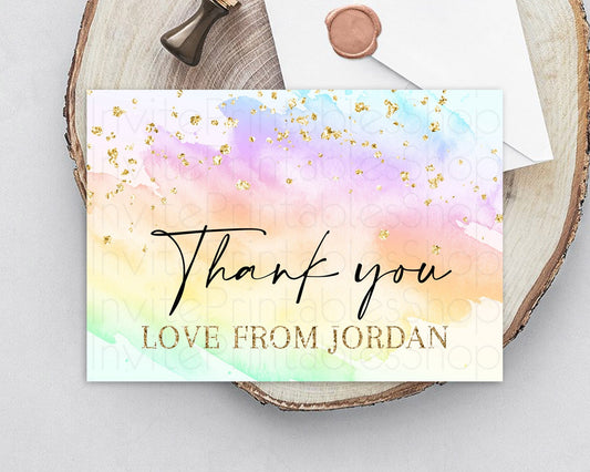 Pastel Thank You Rainbow Thank You Card Colorful Pastel Birthday Thank You Card Confetti Watercolor Pastel Teacher Thank You Cards D10645