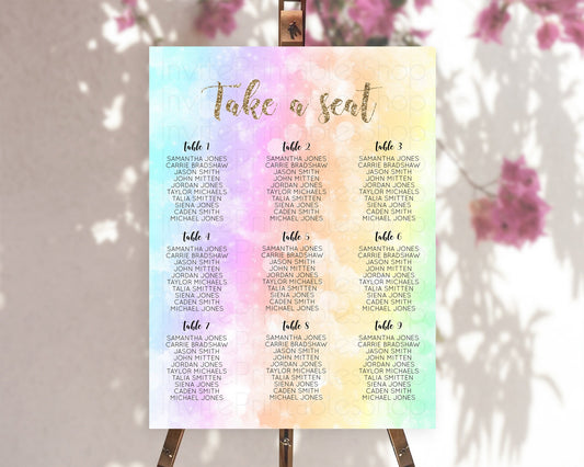 Editable Rainbow Seating Chart Pastel Seating Chart Colorful Pastel Watercol