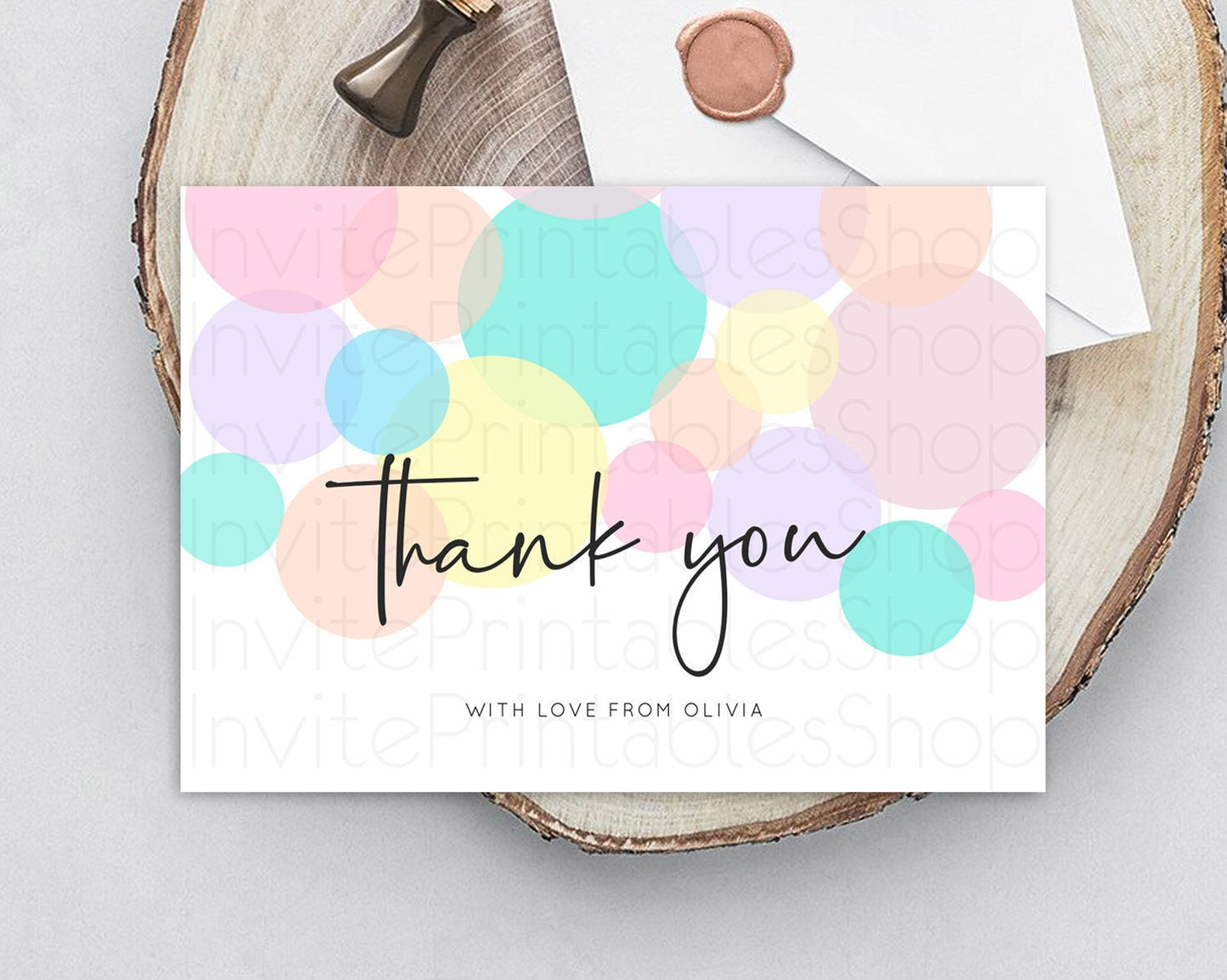 Rainbow Thank You Pastel Thank You Card Pastel Rainbow Birthday Thank You Confetti Colorful Pastel Cards Teacher Thank You Cards D10223