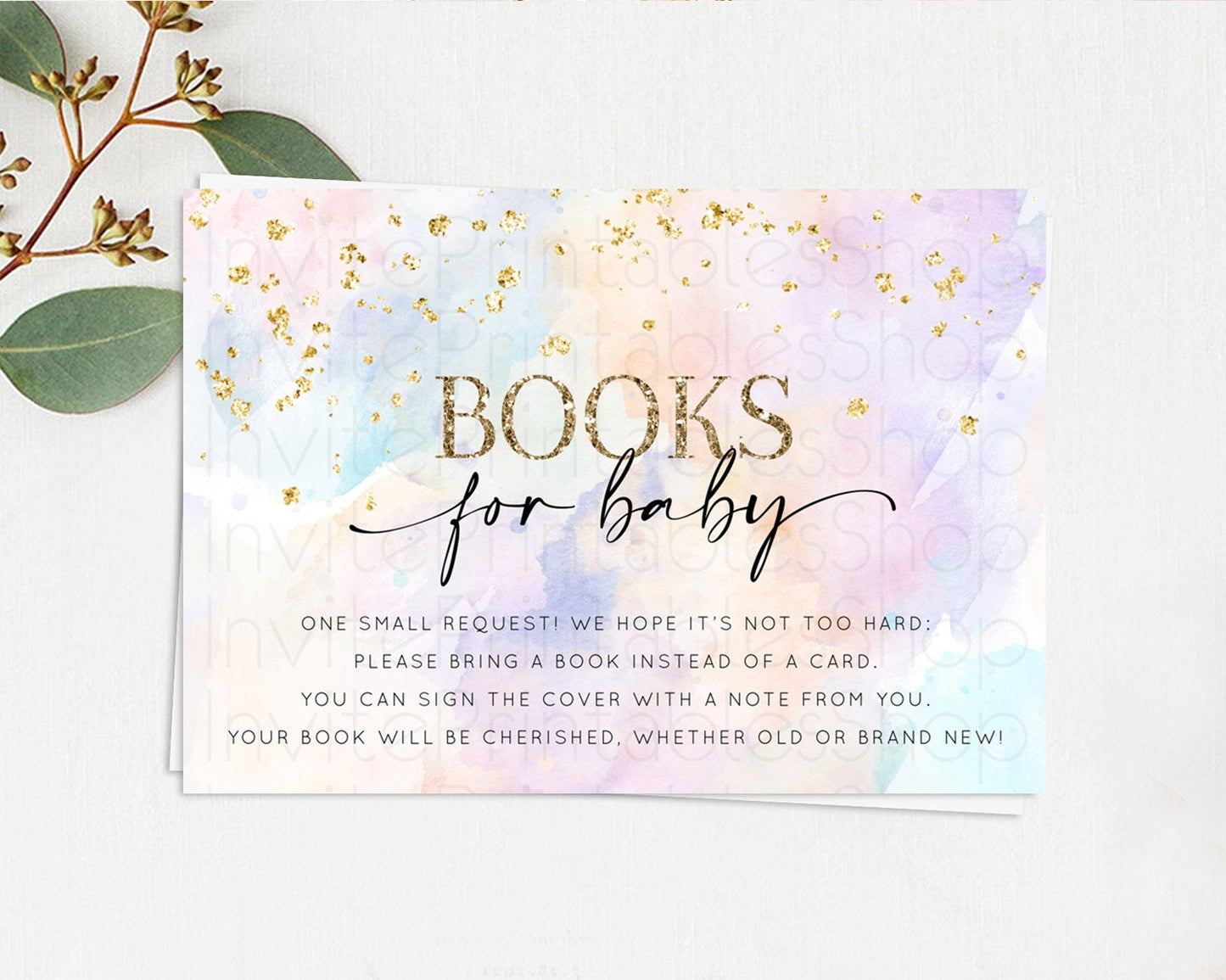Pastel Books For Baby Card Pastel Rainbow Book Insert Colorful Ombre Watercolor Book Card Confetti Glitter Baby Book Poem Request D10605