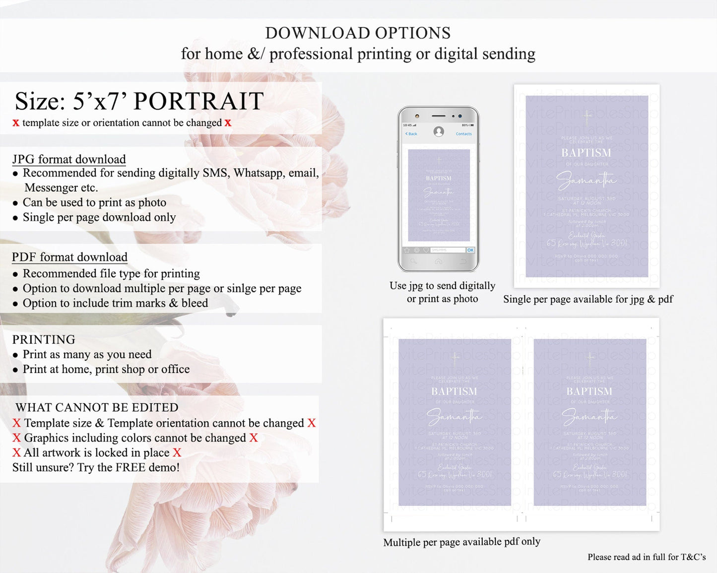Purple Baptism Invitation Plain Purple Baptism 1st Birthday Invitation Minimalist Pastel Purple Christening Invite Holy Communion D10942