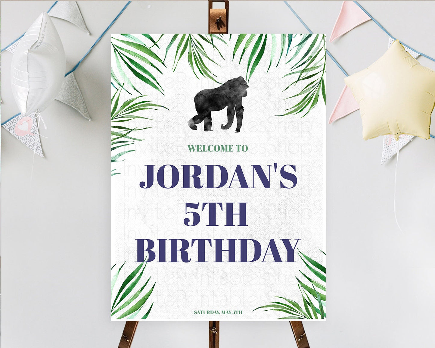 Gorilla Welcome Sign Gorilla Welcome Board Gorilla Party Welcome Poster Safari Adventure Decor Gorilla First Birthday Welcome Sign D10840