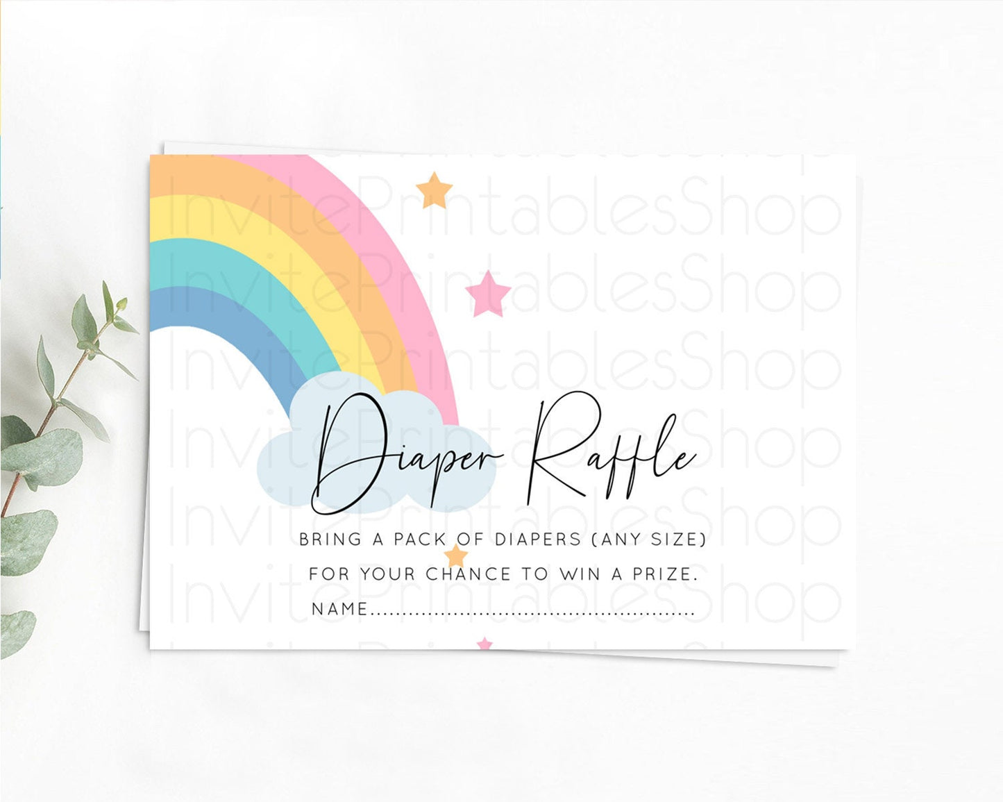 Pastel Rainbow Diaper Raffle Card Boho Rainbow Diaper Insert Boho Rainbow Diaper Ticket Pastel Watercolor Baby Shower Raffle Game D11023