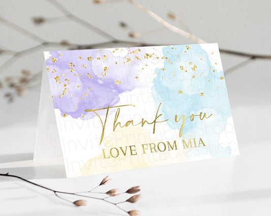 Pastel Thank You Rainbow Thank You Card Colorful Pastel Birthday Thank You Card Confetti Watercolor Pastel Teacher Thank You Cards D10206