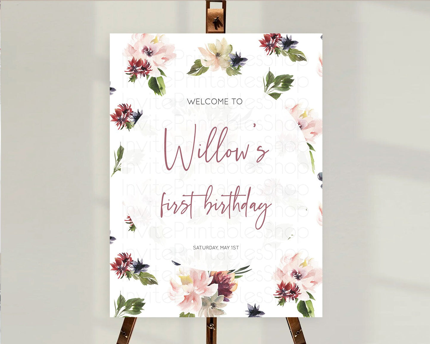 Secret Garden Welcome Sign Wildflower Welcome Board Pastel Flower Garden Welcome Poster Boho Wildflower First Birthday Welcome Sign D10538